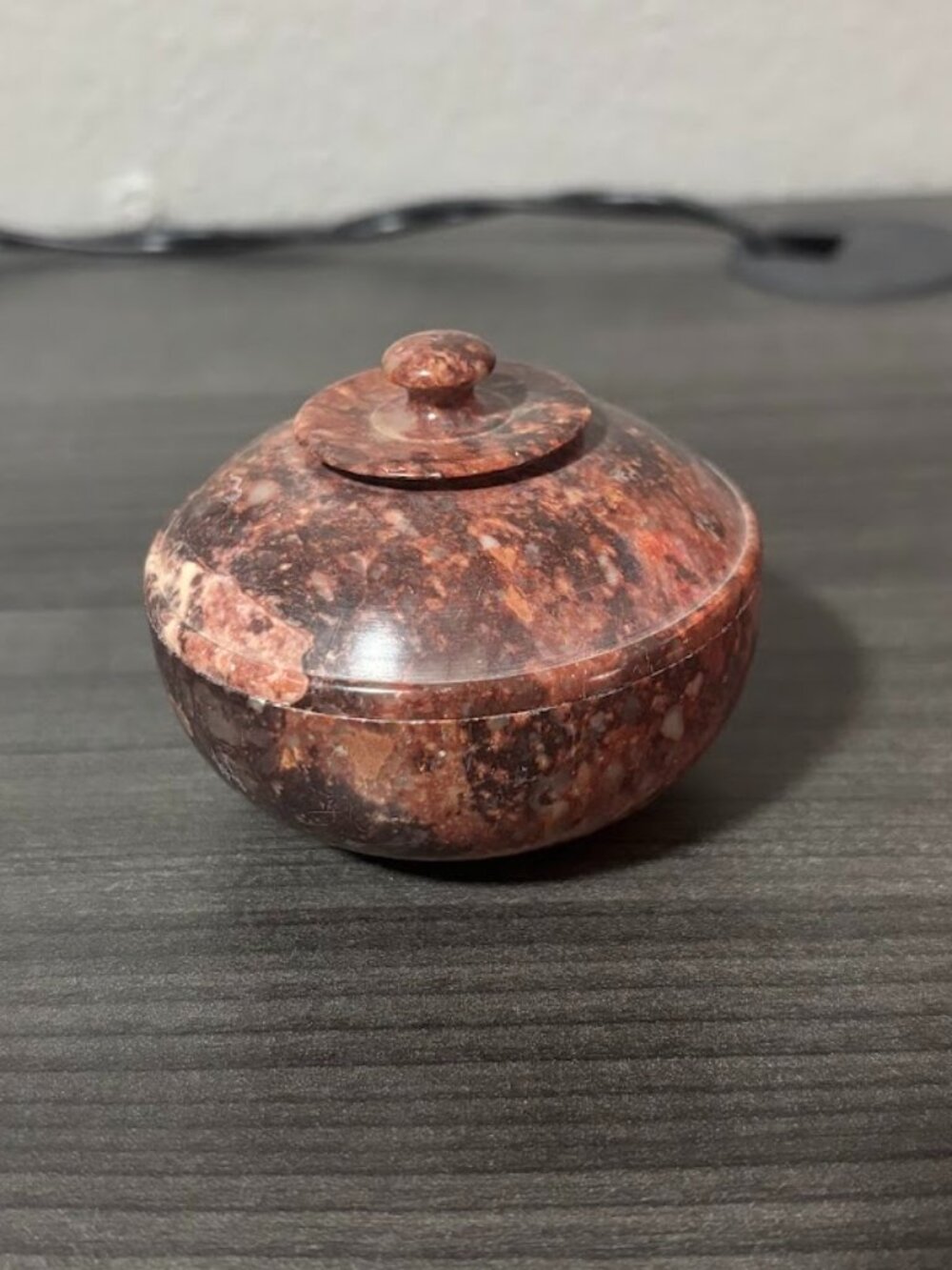 Stone Carved Porcelain Trinket Box with Lid